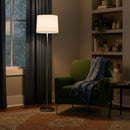 Load image into Gallery viewer, 15" Dia x 59"H Modern Floor Lamp with White Linen Shade – Brushed Nickel Finish - 2 Pack - LEDMyPlace