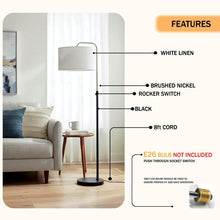 Load image into Gallery viewer, 15″W x 60″H Floor Lamp with White Linen Shade – Black or Brushed Nickel Finish - 2 Pack - LEDMyPlace