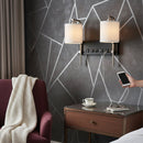 Load image into Gallery viewer, 17.5″W x 13″H Double Wall Lamp with White Linen Shades – Matte Black or Brushed Nickel Finish - 2 Pack - LEDMyPlace
