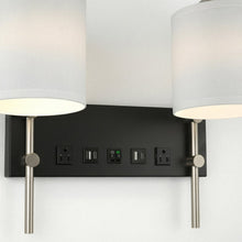 Load image into Gallery viewer, 17.5″W x 13″H Double Wall Lamp with White Linen Shades – Matte Black or Brushed Nickel Finish - 2 Pack - LEDMyPlace