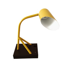 Load image into Gallery viewer, 6.25″W x 16.2″H Black/Yellow Table Lamp with E12 Socket, Outlet, and USB Ports