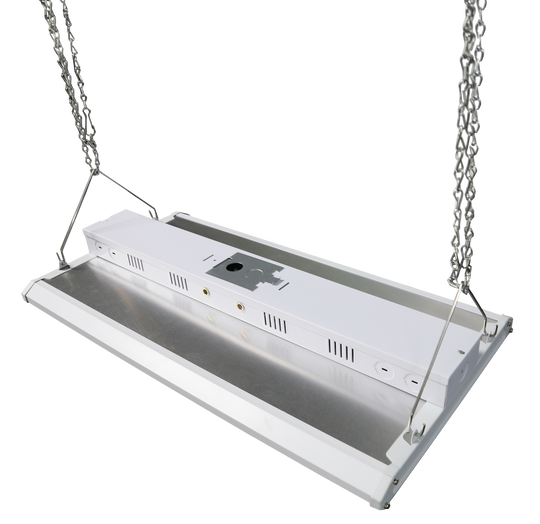 2FT Linear LED High Bay Light 105W/135W/165W Wattage Adjustable, 4000k/5000K/6500K CCT Changeable, Dip Switch, 0-10V Dim, 120-277V Input Voltage, ETL, DLC 5.1 Listed