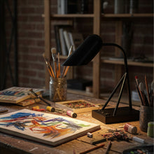 Load image into Gallery viewer, 6.25″W x 16.2″H Black/Blue Table Lamp with E12 Socket, Outlet, and USB Ports