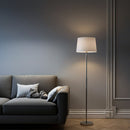 Load image into Gallery viewer, 15" Dia x 59"H Modern Floor Lamp with White Linen Shade – Brushed Nickel Finish - 2 Pack
