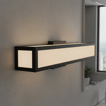 Load image into Gallery viewer, 24″W x 3.5″D x 4.72″H Black LED Wall Light with Integrated 20W LED 3CCT – Hardwired