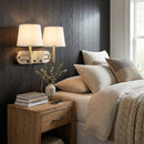 Load image into Gallery viewer, 24"W x 16"H Double Wall Lamp with White Linen Shades – Plated Brushed Nickel Finish - 2 Pack - LEDMyPlace