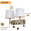 Load image into Gallery viewer, 24"W x 16"H Double Wall Lamp with White Linen Shades – Plated Brushed Nickel Finish - 2 Pack - LEDMyPlace