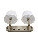 Load image into Gallery viewer, 24"W x 16"H Double Wall Lamp with White Linen Shades – Plated Brushed Nickel Finish - 2 Pack - LEDMyPlace