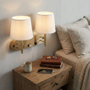 Load image into Gallery viewer, 24"W x 16"H Double Wall Lamp with White Linen Shades – Plated Brushed Nickel Finish - 2 Pack - LEDMyPlace