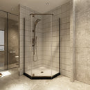 Load image into Gallery viewer, Ivanees 36 In. x 76 In. Neo-Angle Pivot Semi-Frameless Corner Shower Enclosure in Stainless Steel with 8mm Clear Tempered Glass