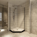Load image into Gallery viewer, Ivanees 36 In. x 76 In. Neo-Angle Pivot Semi-Frameless Corner Shower Enclosure in Stainless Steel with 8mm Clear Tempered Glass