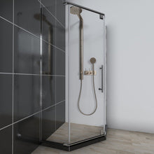 Load image into Gallery viewer, Ivanees 36 In. x 76 In. Neo-Angle Pivot Semi-Frameless Corner Shower Enclosure in Stainless Steel with 8mm Clear Tempered Glass