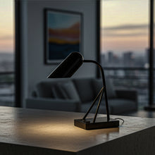 Load image into Gallery viewer, 6.25″W x 16.2″H Black/Blue Table Lamp with E12 Socket, Outlet, and USB Ports