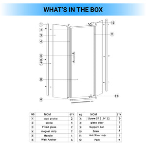 Ivanees 36 In. x 76 In. Neo-Angle Pivot Semi-Frameless Corner Shower Enclosure in Stainless Steel with 8mm Clear Tempered Glass