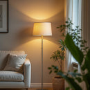 Load image into Gallery viewer, 15" Dia x 59"H Modern Floor Lamp with White Linen Shade – Brushed Nickel Finish - 2 Pack