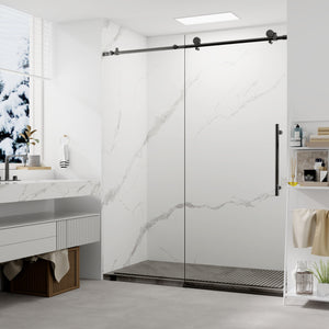 Ivanees 60"W x 32"D x 84"H - Carrara White Polished Shower Wall System (5-Piece)