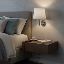 Load image into Gallery viewer, 11″W x 16″H Single Wall Lamp with White Linen Shade – Brushed Nickel Finish - 4 Pack