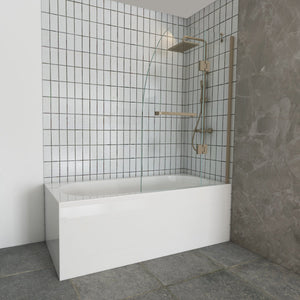 Ivanees 60 In. H x 45 In. W Hinged Frameless French Glass Bathtub Door