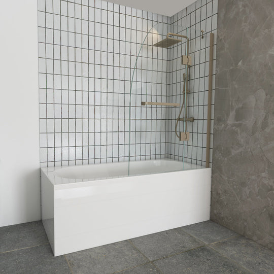 Ivanees 60 In. H x 45 In. W Hinged Frameless French Glass Bathtub Door