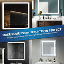 Load image into Gallery viewer, 36 in. x 36 in. LED Lighted Bathroom Vanity Mirror, Anti - Fog, Touch Button, Adjustable Color Temperature &amp; Remembrance, Wall Mounted Makeup Mirror, CRI 90+, Window Style - LEDMyPlace