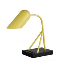 Load image into Gallery viewer, 6.25″W x 16.2″H Black/Yellow Table Lamp with E12 Socket, Outlet, and USB Ports