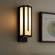 Load image into Gallery viewer, 4″W x 12.5″H Black Wall Sconce with Integrated 15W LED – 5000K Hardwired Light