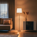 Load image into Gallery viewer, 15" Dia x 59"H Modern Floor Lamp with White Linen Shade – Brushed Nickel Finish - 2 Pack