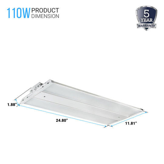 2FT LED Linear High Bay Shop Light, 110W, 5700K, 15000LM, 120-277VAC, 0-10V Dim, UL DLC Listed, Linear Hanging Light for Warehouse Workshops-2 Pack