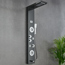 Load image into Gallery viewer, 55 in. 6-Jet Stainless Steel Matte Black Shower Panel System w/ Fixed LED Rainfall &amp; Waterfall Showerhead, Temp Display, Tub Spout &amp; Handheld
