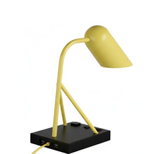 Load image into Gallery viewer, 6.25″W x 16.2″H Black/Yellow Table Lamp with E12 Socket, Outlet, and USB Ports