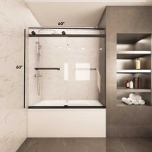 Load image into Gallery viewer, Ivanees Adjustable Semi-Frameless Dual Sliding Glass Bathtub Door with Clear Tempered Glass