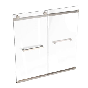 Ivanees Adjustable Semi-Frameless Dual Sliding Glass Bathtub Door with Clear Tempered Glass