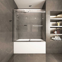 Load image into Gallery viewer, Ivanees Adjustable Semi-Frameless Dual Sliding Glass Bathtub Door with Clear Tempered Glass