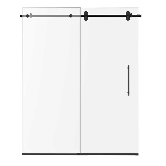 Ivanees Single Sliding Frameless Shower Door 8mm Clear Tempered Glass - Barn Door Style