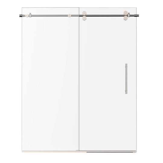 Ivanees Single Sliding Frameless Shower Door 8mm Clear Tempered Glass - Barn Door Style