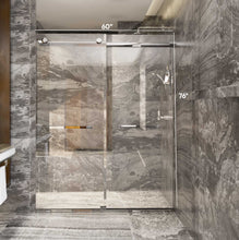 Load image into Gallery viewer, Ivanees Adjustable Semi-Frameless Dual Sliding Glass Bathtub Door with Clear Tempered Glass