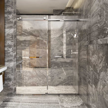 Load image into Gallery viewer, Ivanees Adjustable Semi-Frameless Dual Sliding Glass Bathtub Door with Clear Tempered Glass