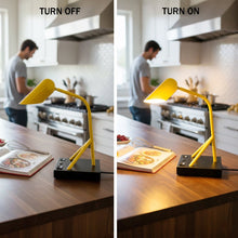 Load image into Gallery viewer, 6.25″W x 16.2″H Black/Yellow Table Lamp with E12 Socket, Outlet, and USB Ports - LEDMyPlace