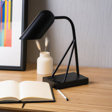 Load image into Gallery viewer, 6.25″W x 16.2″H Black/Blue Table Lamp with E12 Socket, Outlet, and USB Ports