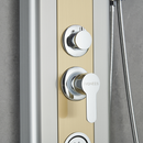 Load image into Gallery viewer, 55 in. 4-Jet Stainless Steel Brushed Gold Shower Panel System w/ Fixed Rainfall Shower Head, Tub Spout &amp; Handheld Shower, Jet Massage