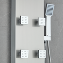 Load image into Gallery viewer, 53 in. 6-Jet Stainless Steel Shower Panel System w/ Fixed Rainfall &amp; Waterfall Shower Head, Tub Spout &amp; Handheld, Jet Massage Feature