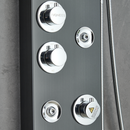 Load image into Gallery viewer, 55 in. 6-Jet Stainless Steel Matte Black Shower Panel System w/ Fixed LED Rainfall &amp; Waterfall Showerhead, Temp Display, Tub Spout &amp; Handheld