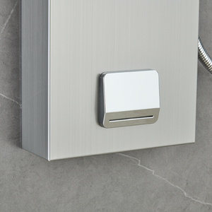 53 in. 6-Jet Stainless Steel Shower Panel System w/ Fixed Rainfall & Waterfall Shower Head, Tub Spout & Handheld, Jet Massage Feature