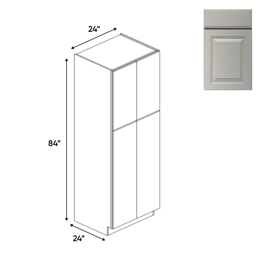 RTA - Avalon Ashen - Double Door Pantry Cabinets - 24"W x 84"H x 24"D