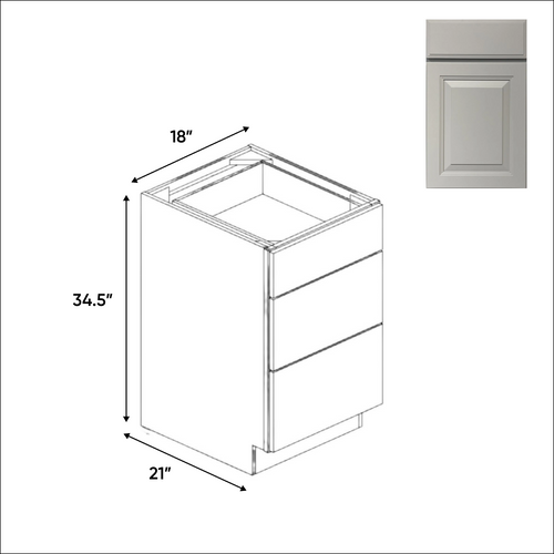 RTA - Avalon Ashen - Vanity Drawer Base Cabinets - 18