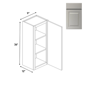 RTA - Avalon Ashen - 36"Height Single Door Wall Cabinets - 9"W x 36"H x 12"D