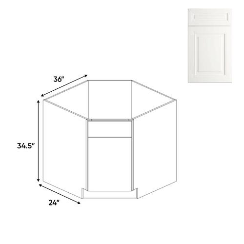 RTA - Atlas Blanco - Diagnonal Corner Sink Base Cabinets - 36