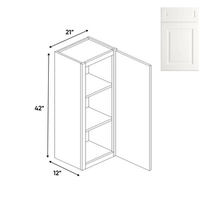 RTA - Atlas Blanco - 42"Height Single Door Wall Cabinets - 21"W x 42"H x 12"D