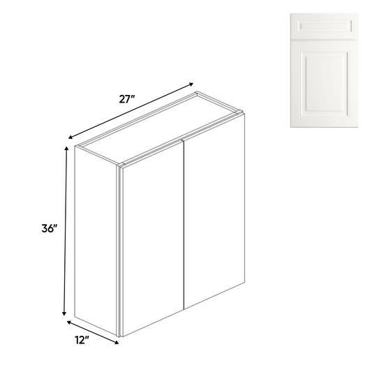 RTA - Atlas Blanco - 36"Height Double Door Wall Cabinets - 27"W x 36"H x 12"D