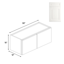 Load image into Gallery viewer, RTA - Atlas Blanco - 15&quot;Height Double Door Wall Cabinets - 30&quot;W x 15&quot;H x 12&quot;D